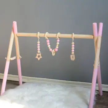 

Nordic Style Cartoon Solid Wood Baby Kids Fitness Rack Children Room Decoration H37A