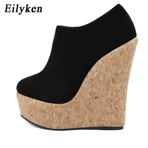 Eilyken-섹시한 하이힐 라운드 토 구두 여성, 패션, 통굽, 웨지 펌프스, 나이트 클럽, 봄 가을 3