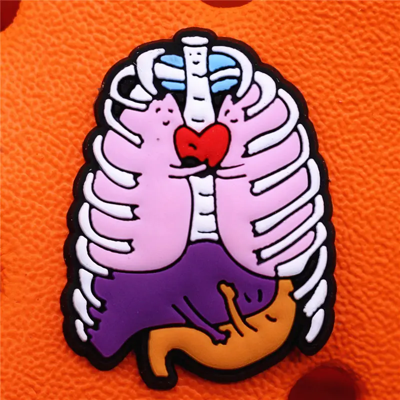 1pcs Human Organs Shoe Charms Heart Brain Stomach PVC Shoe Accessories Decoration Clog Pins Fit Party Kids Gifts
