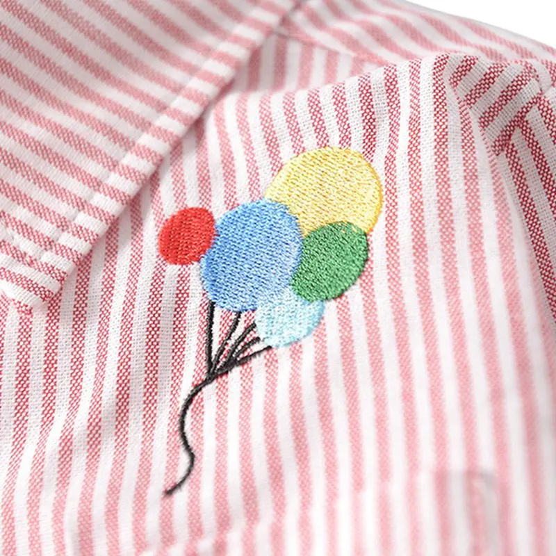 Baby Girl Winter Autumn Soft Cotton Striped Embroidery Long Clothing Shirts Kids Fashion Clothes Shirt