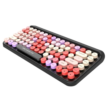 

LD-KB203 Wireless BT Punk Keyboard 84 Keys Round Key Cap Mute Color Keyboard for iOS/Mac OS/Windows/Android Multicolor