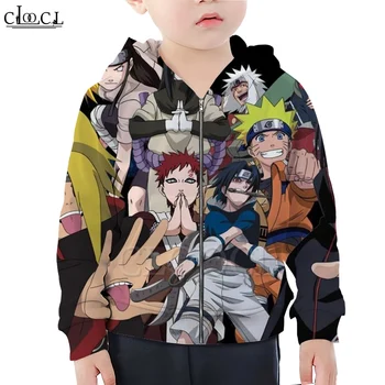 

CLOOCL Newest Japanese Anime Naruto Zipper Hoodie Boy Girl 3D Print Children Autumn Hooded Casual Sweatshirt Harajuku Tops