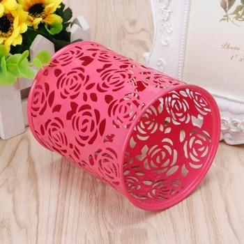 

Hollow Flower Brush Storage Pen Pencil Pot Holder Container Desk Organizer Metal M17F