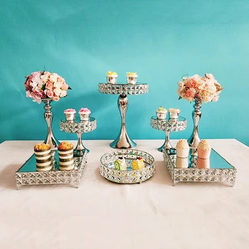 

silver square crystal Cupcake Display Stand Dessert Wedding Birthday Party Des