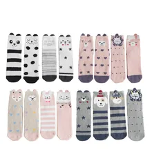 4 пары, Японский Корейский стиль, Kawaii, пушистые носки для женщин с мультяшной собакой, пандой, лисой, розовые носки, зимние для женщин 112601