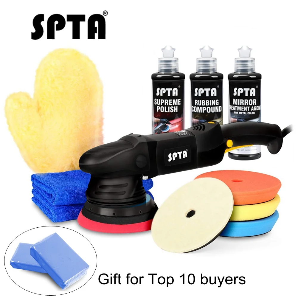 

SPTA 5inches 15mm Dual Action Polishing Machine 220v Home DIY Car Polisher with Polishing Pad Rubbing Compound Polishing Paste