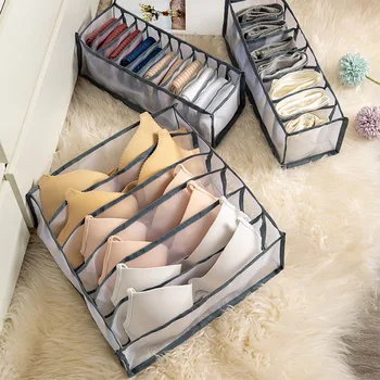

Dormitory Closet Organizer for Socks Home Separated Underwear Storage Box 6/7/11 Grids Bra Organizer Foldable Drawer Organizer