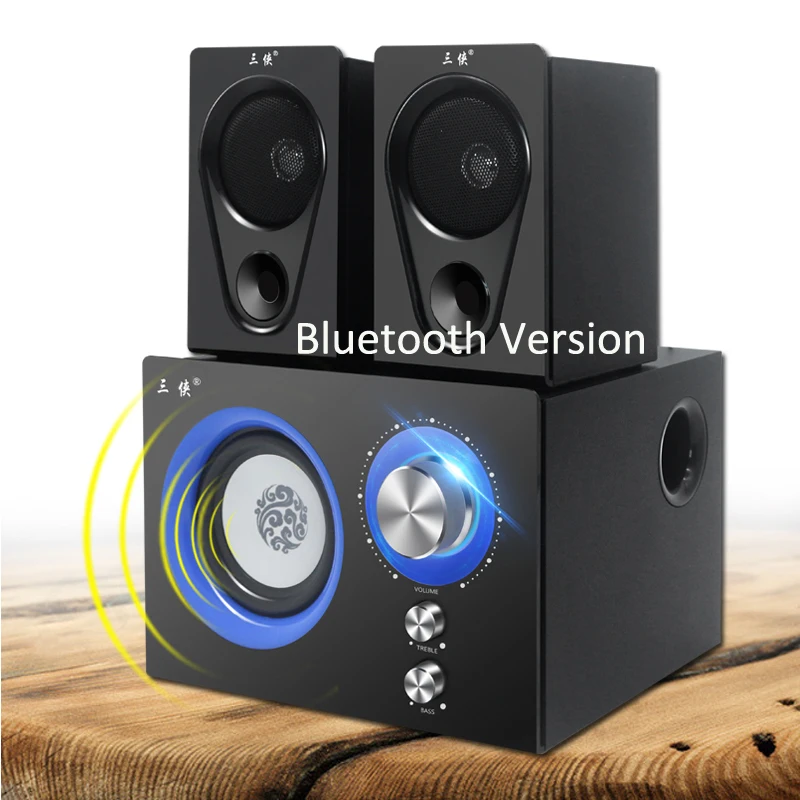 Деревянный Настольный динамик Bluetooth/проводной тяжелый бас Регулируемый сабвуфер компьютер DVD ТВ телефон игры MP3 MP4 громче динамик - Цвет: Bluetooth D