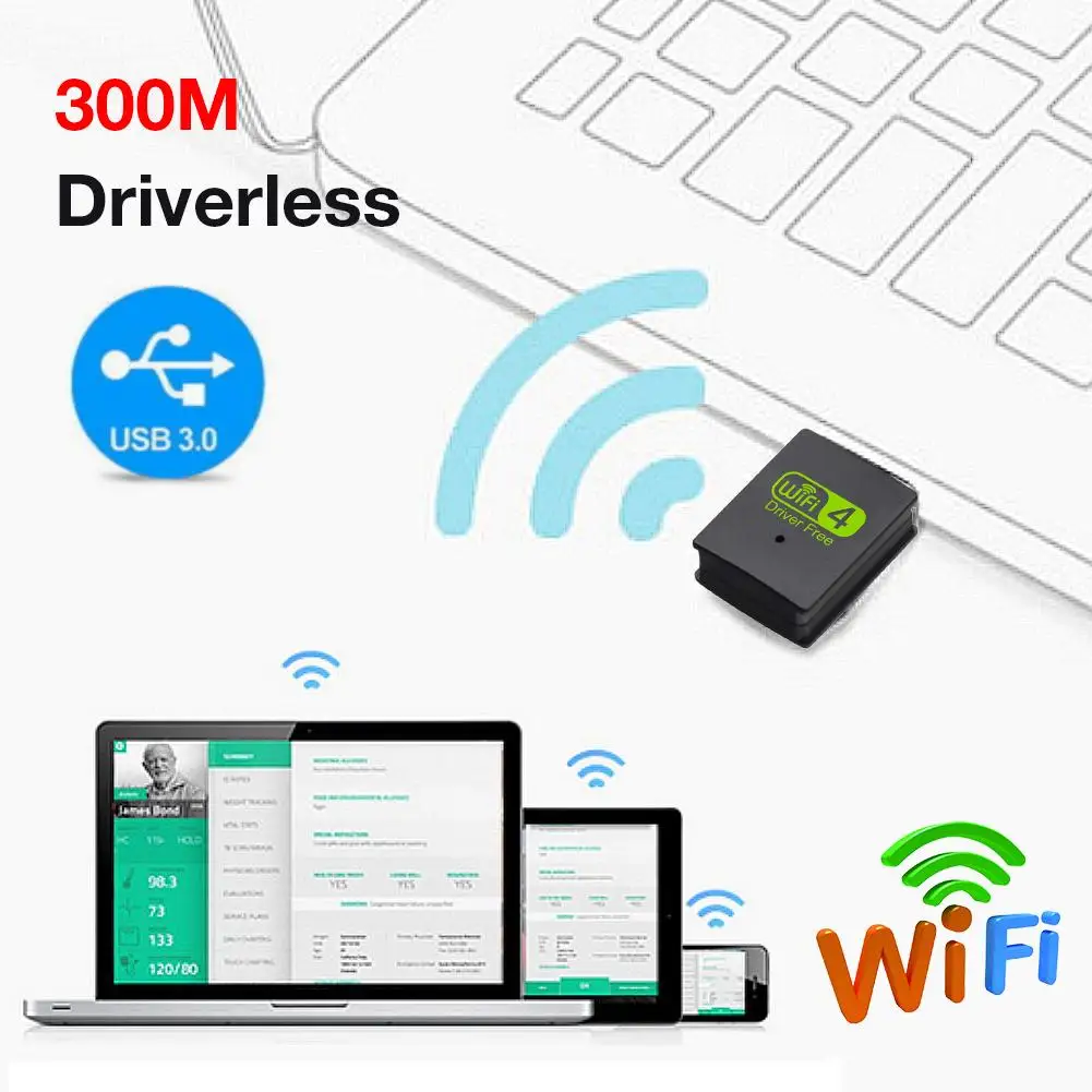 300 Мбит/с Wi Fi адаптер без водителя беспроводной приемник сетевая карта USB
