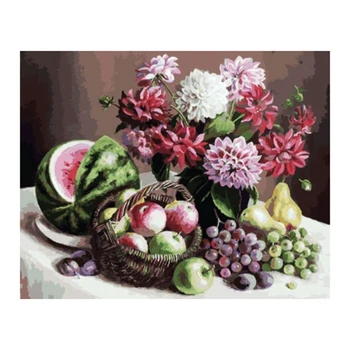 

Painting By Number Fruit Hand Painted Kits Drawing Canvas DIY Oil Pictures Flower Home Decoration Art Gift