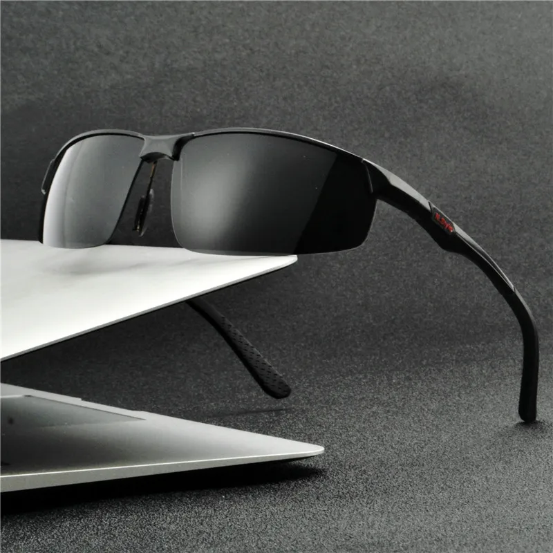 Классические прямоугольные мужские очки с квадратной оправой модные алюминиевые магниевые наружные мужские вождения поляризационные очки FML - Цвет линз: black
