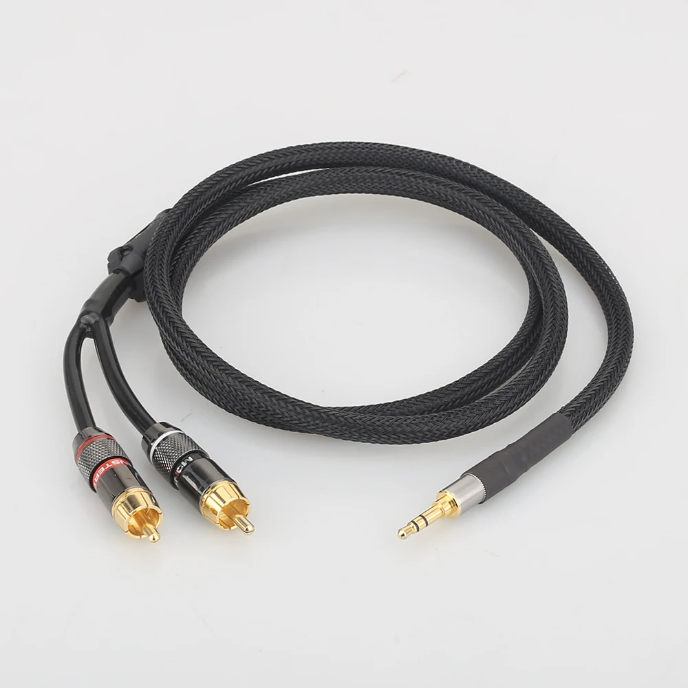 A53 + XW60 Hifi Kabel Audio Rca Kabel Audio Signaal Draad Plug 3.5 Mm Rechte Aux Plug Converteren Twee Rca plug