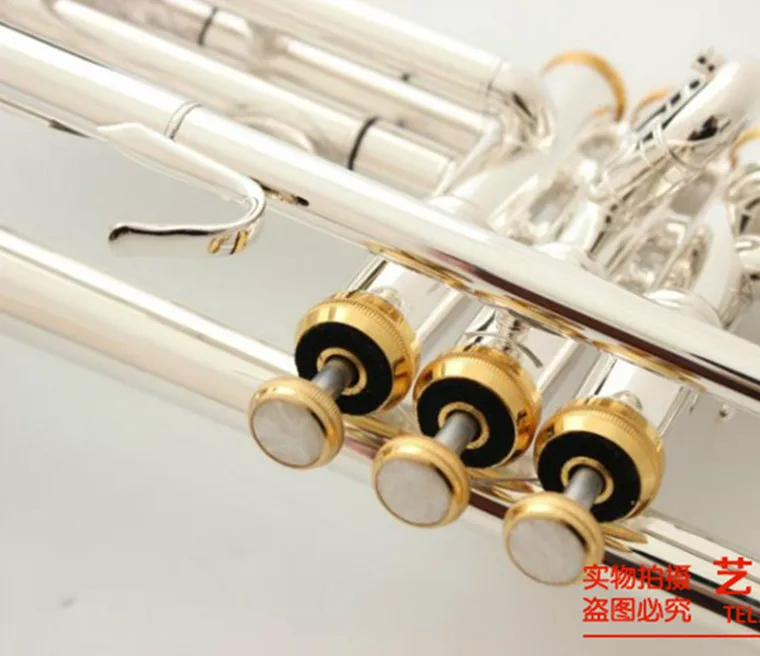 Best quality Stradivarius LT197S-99 Trumpet B Flat Silver Plated Professional Trumpet Musical Instruments & Hard boxs