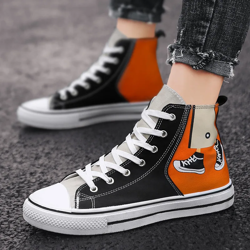 

2019 New Style Four Seasons Shoes Canvas Shoes Men's Hight-top BOY'S Online Celebrity High State Tide Shoes Men Korean-style Cas