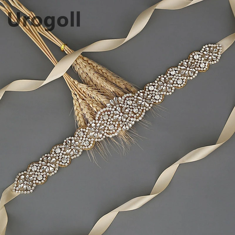 Trendy Belts Rhinestones Pearls Gold Wedding Belts Wedding Sashes Bridal Belt Sashes Wedding Accessories For Women Girl