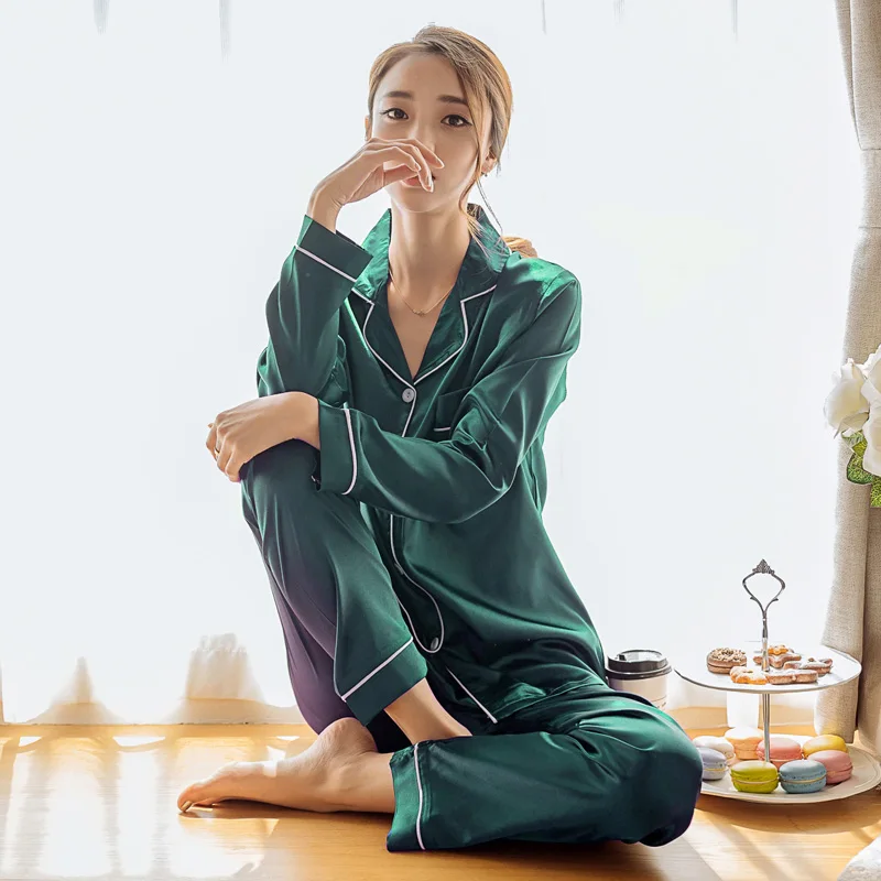 Satin Silk Pajamas Home Suit, for Women's Set Pyjamas Pajama,Pink-Medium