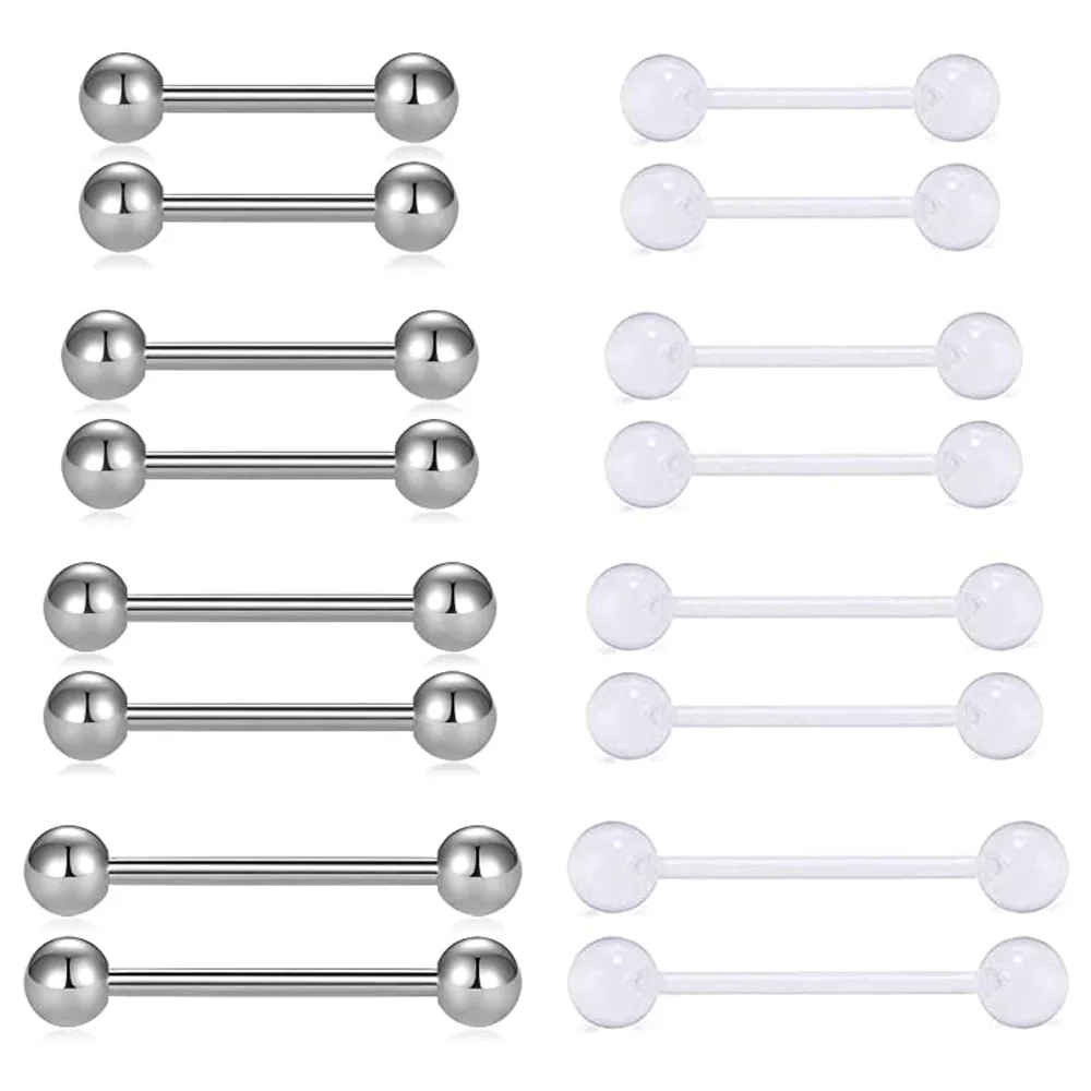 2pcs-Clear-Bioflex-Flexible-Acrylic-Straight-Tongue-Rings-Barbells ...