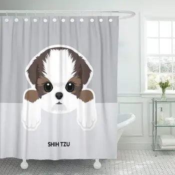 

Brown Breed Portrait of Shih Tzu Puppy Dog Tan Shower Curtain Bathroom Sets Hooks,Waterproof Polyester Curtain