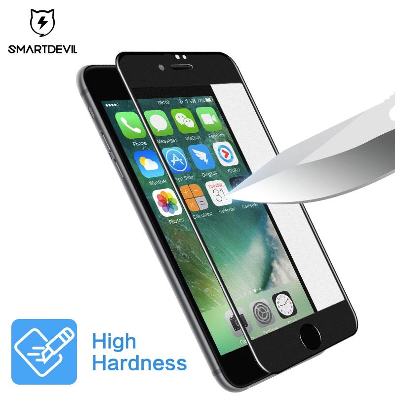Матовое закаленное стекло SmartDevil для apple iphone 7 8 plus, защитная пленка с полным покрытием, защитная пленка для экрана 3 H, изогнутая жесткая пленка 9H