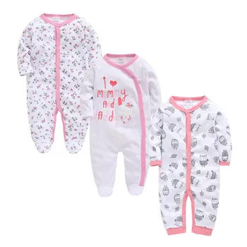 

2020 Newborn Rompers Baby Girls Boy Clothes Long Sleeve Sleepsuit 0-12 Months Cute Cartoon Print Outfits Infant Jumpsuit 3 Piece