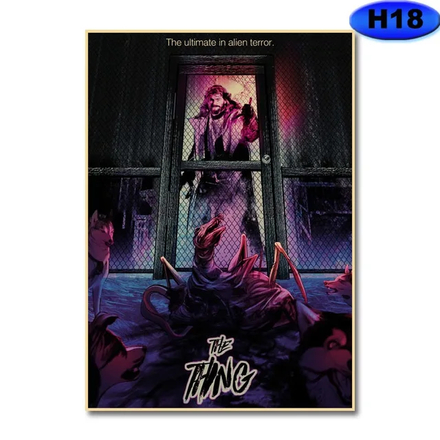 Retro Kraft Paper Movie Posters Classic Horror Movie The Thing Poster Home Decor Living Room Bar Cafe Art Painting Wall Sticker H18