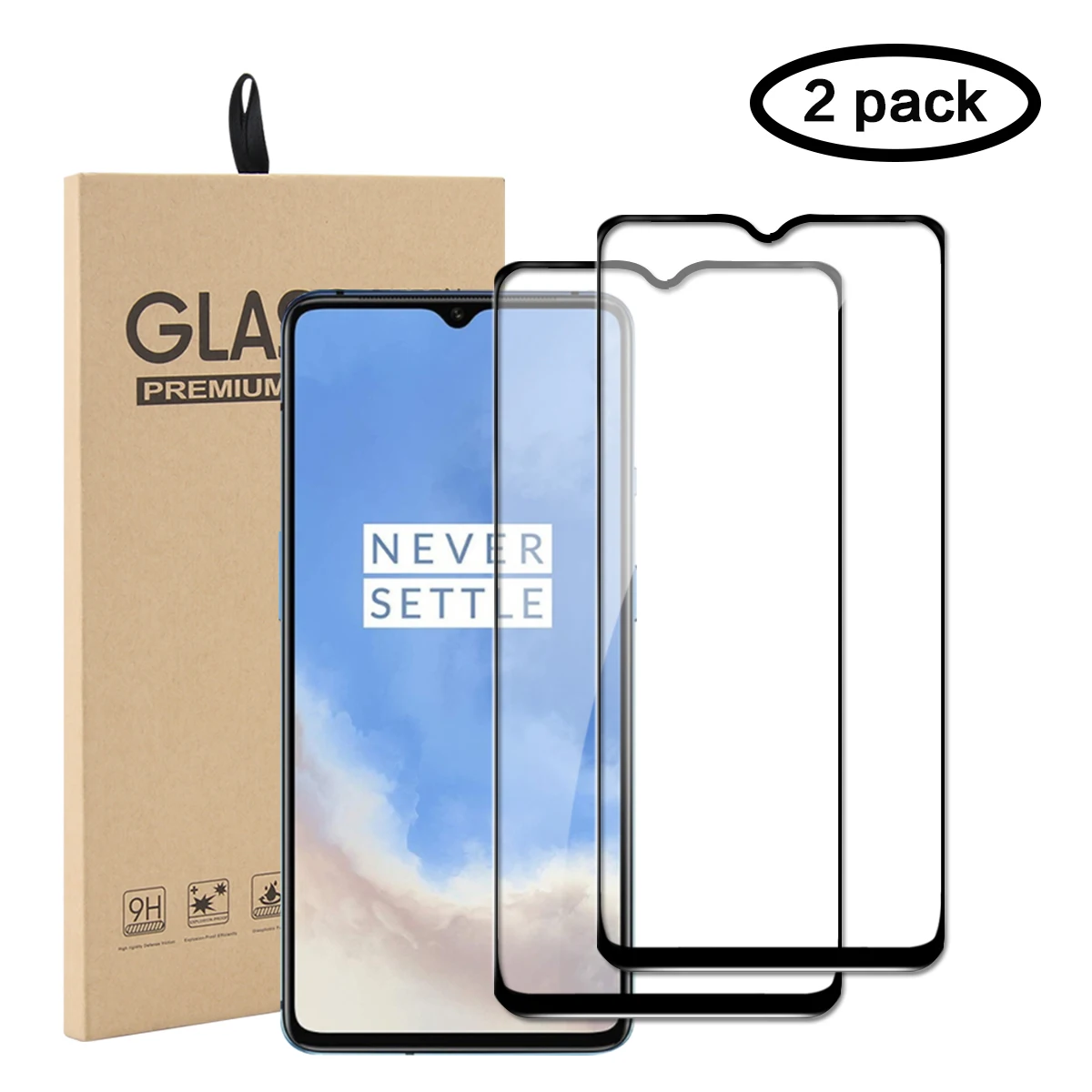 Screen Protector for OnePlus 7T Tempered Glass Full Coverage Dust-proof Anti-Scratch Bubble Free LCD Screen Cover One Plus 7T