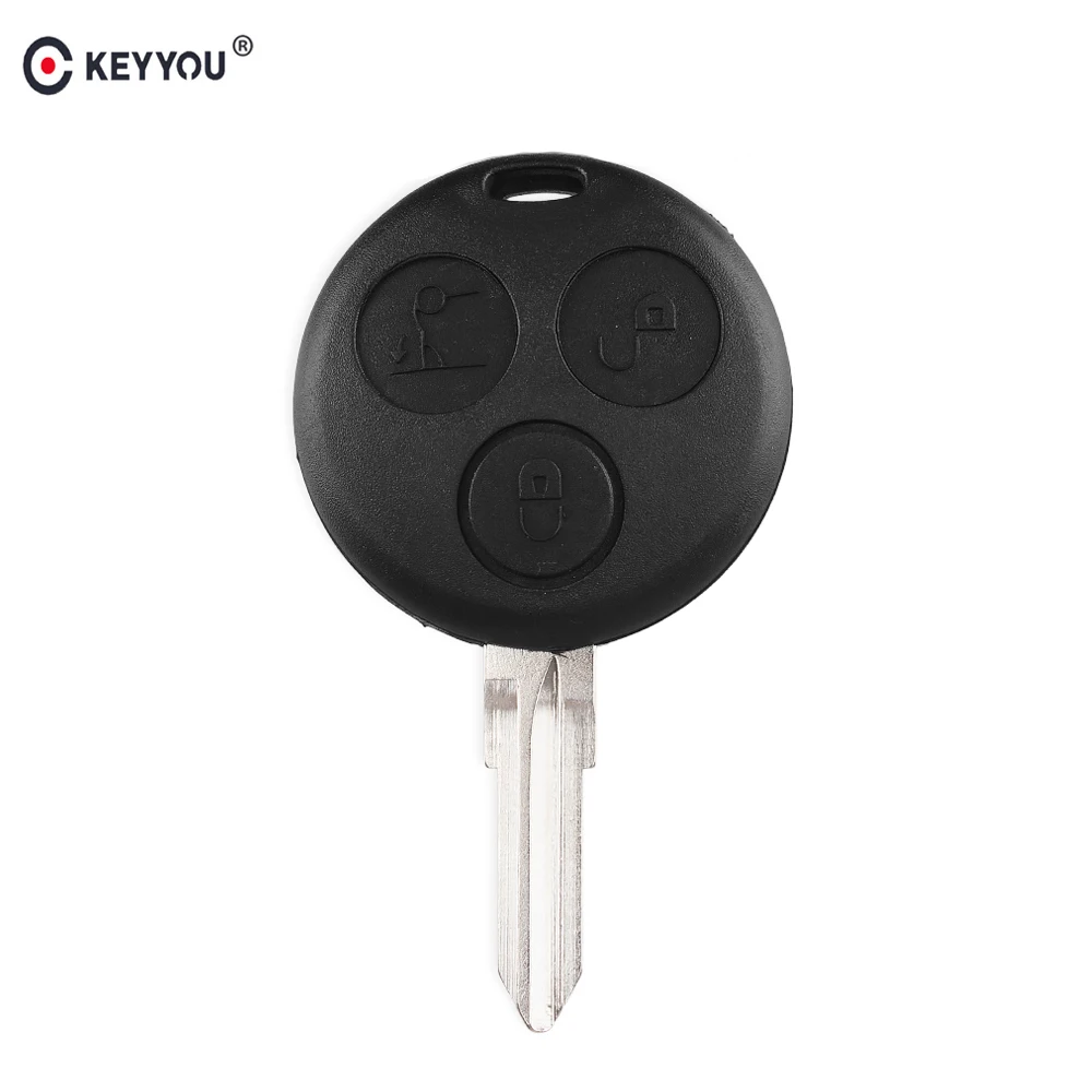 

KEYYOU 3 Button Replacement Car key For Mercedes Benz SMART Fortwo 450 Forfour Roadster Remote Shell Fob Key Case Blank Blade