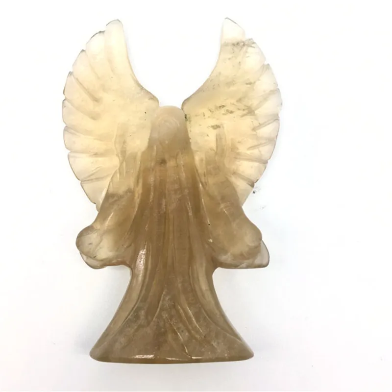 1pc 4 inch Natural Yellow Quartz Angel With Big Wings Hand Carved