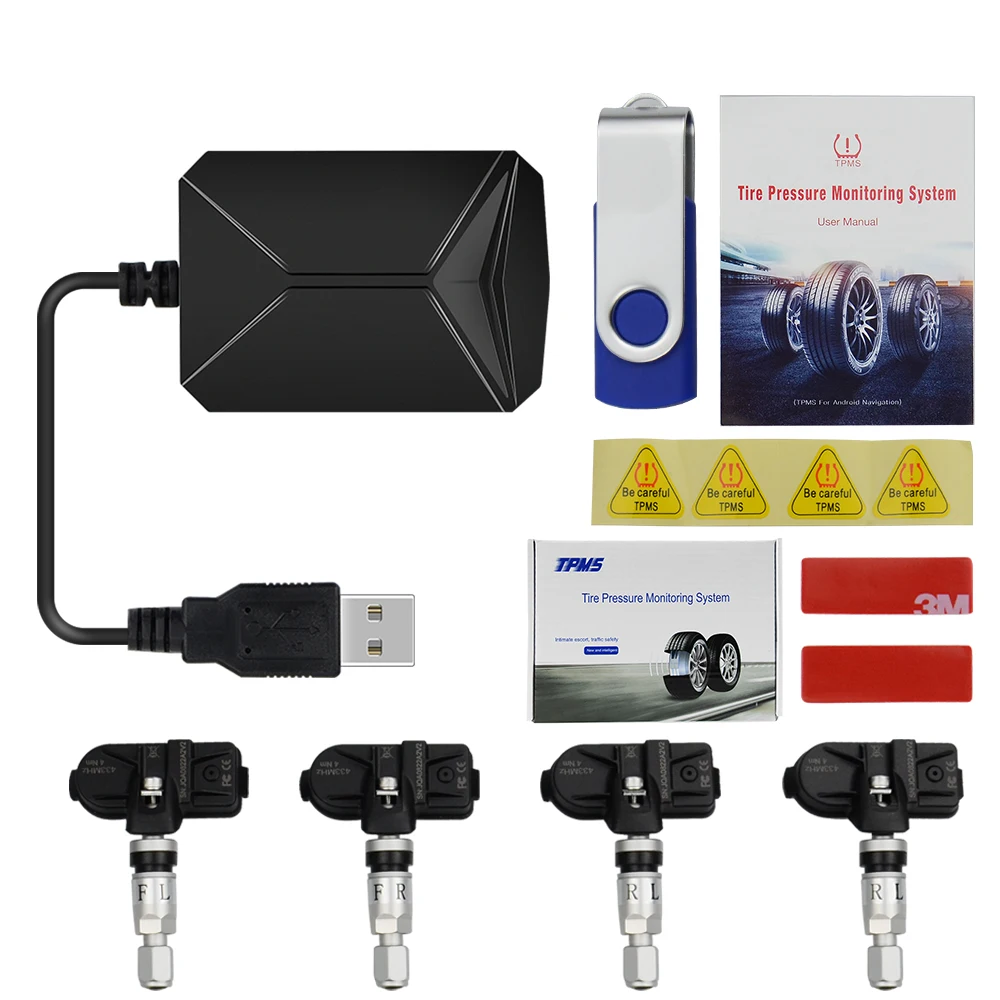 USB TPMS для Android автомобильный DVD с датчиком давления в шинах Система мониторинга Беспроводная запасная шина сигнализация Навигация