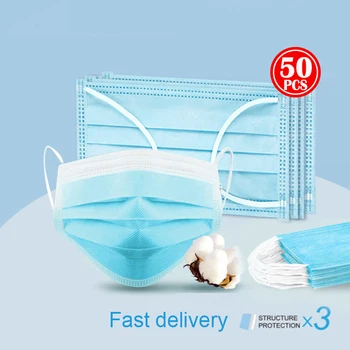 

In stock,50/100pcs Disposable masks 3 Layer Filter Mouth Mask High quality Protection anti-dust Non-woven face mask Dropshipping