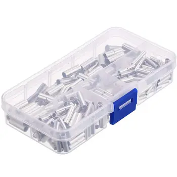 

200 Pieces Non-Insulated Butt Connectors 22-18AWG 16-14AWG 12-10AWG Non-Insulated Wire Ferrule Cable Crimp Terminal Kit for Elec