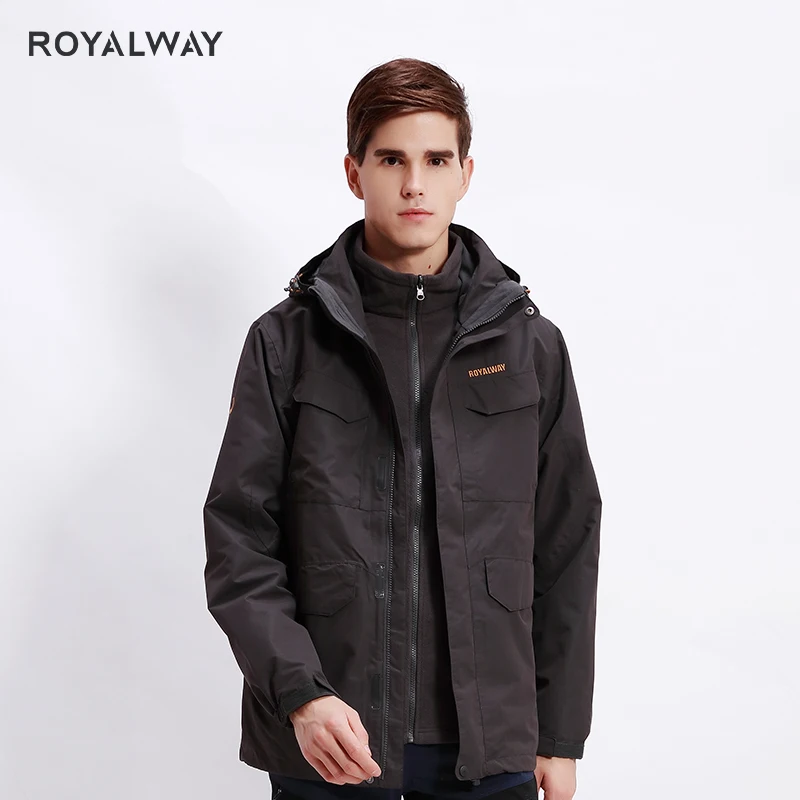 Ветровка ROYALWAY Мужская 3 в 1 уличная куртка с капюшоном для путешествий кемпинга