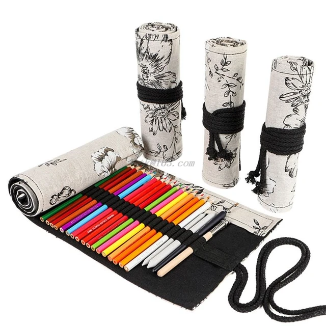 Canvas Roll Up Pencil Case, Pencil Roll, Multiuse Roll Up Pencil Case Pen  Curtain for Coloring Pencil Holder - AliExpress