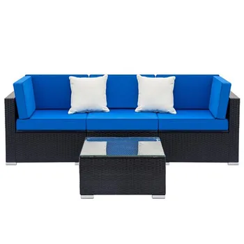

Fully Equipped Weaving Rattan Sofa Set with 2pcs Corner Sofas & 1pcs Single Sofas & 1 pcs Coffee Table Black