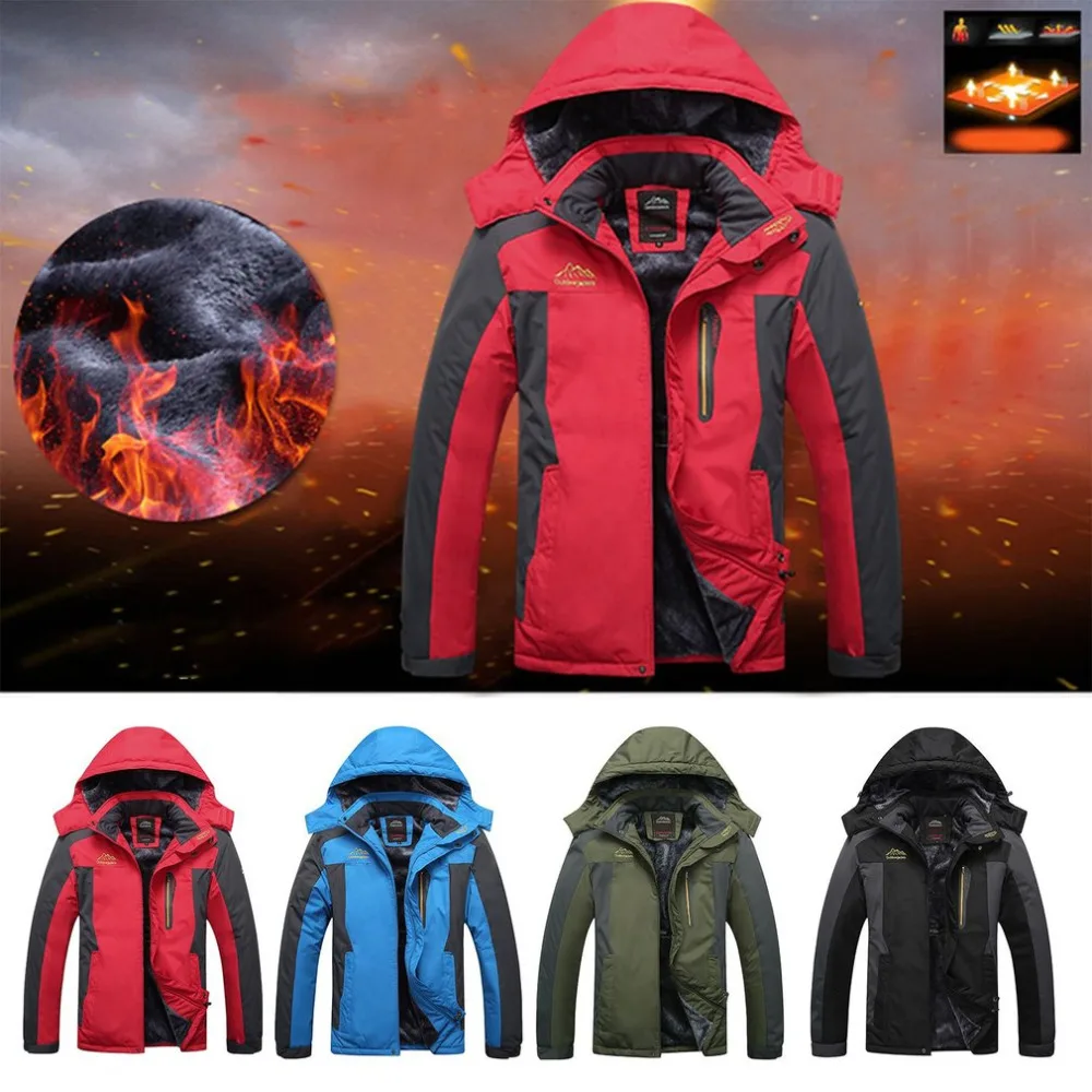 

2018 Hot Winter Waterproof Hiking Jacket Softshell Men Windbreaker Jacket Plus Sizes Fleece Heated Fishing Jacket drop shipping