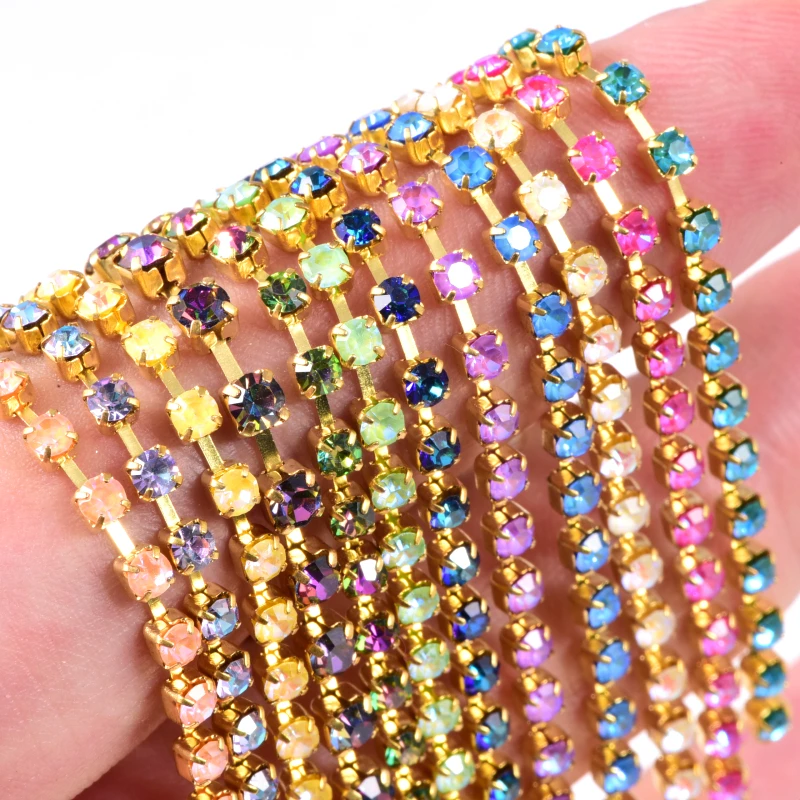 Oleeya Sparse claw neon colors rhinestones cup chain trimmings (2)