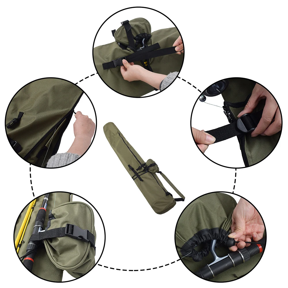 Multifunctional Carp Fishing Rod Reel Cover Bag Fishing Rod Bag Fishing Pole Protective Storage Bag Case Travel Carry