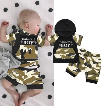 

0-24 months baby boys clothes set DADDY´S BOY Baby Kid Boy Camouflage Hoodie Tops+Shorts Pants Clothes Outfit 2Pcs