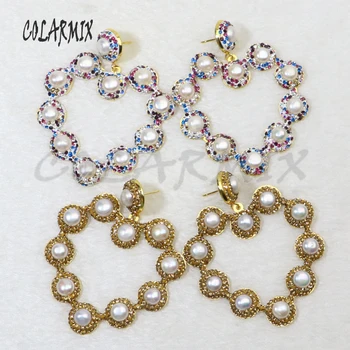 

3 pairs 10 stones earrings pearl earrings jewelry Gems stone jewelry for women heart earring gift 6140