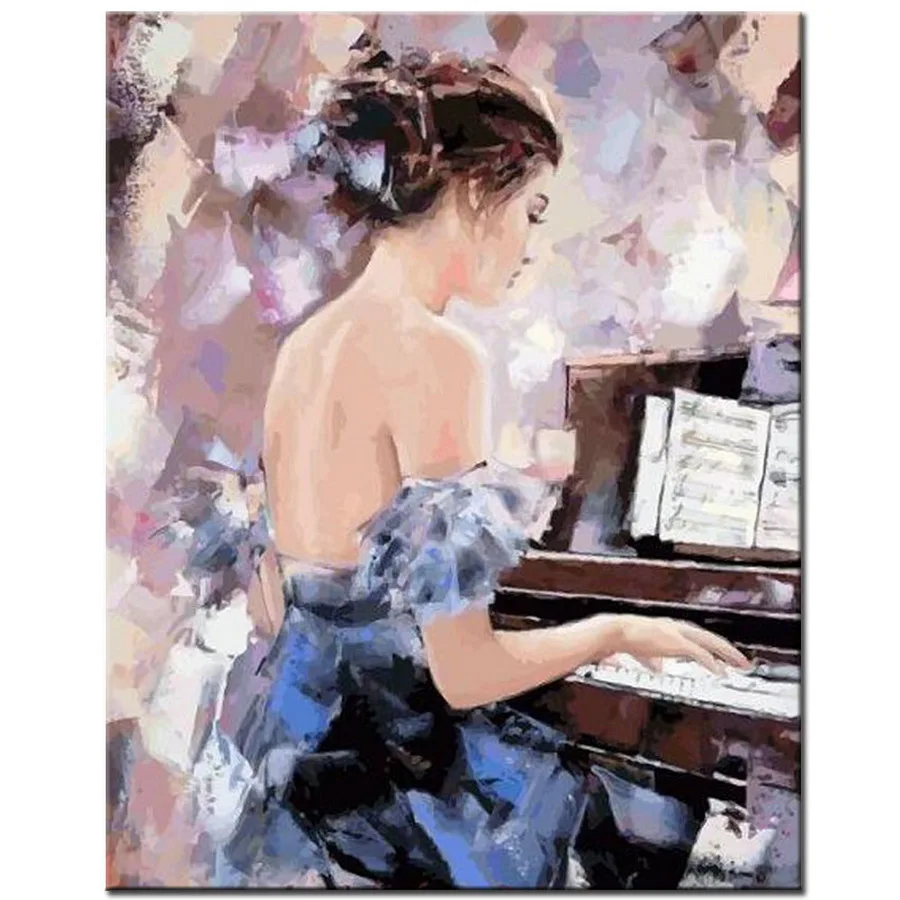 

DIY Full Diamond Embroidery Abstract beauty Mosaic 5D Diamond Painting piano playing pictures image Stitch Cross Crafts AA809
