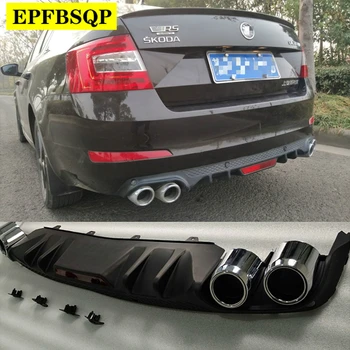 

For Skoda Octavia 2014-2018 high quality ABS black rear bumper lip trunk spoiler rear diffuser protector car styling