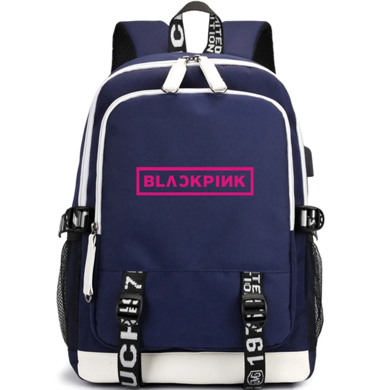 all black pink backpack