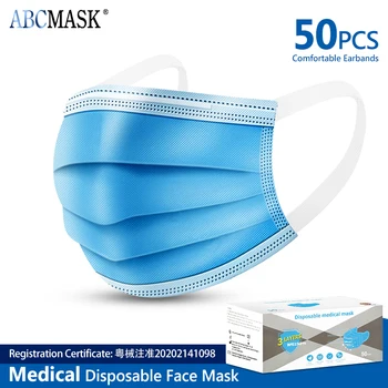 

50pcs/box 3-layer Medical mask Face Mouth Masks Non Woven Disposable Anti-Dust Masks Earloops Masks Unisex Non-woven masks