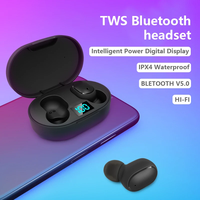 Наушники-вкладыши для Bluetooth V5.0, IPX4 Водонепроницаемая TWS беспроводная гарнитура с зарядным устройством T1