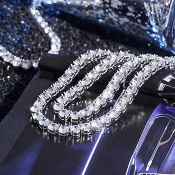 

2020 New Silver/Gold Plate Men's Necklace Bling CZ Iced Out Hip Hop Cuban Chain Necklace Jewelry Link Tennis Chain for Gift