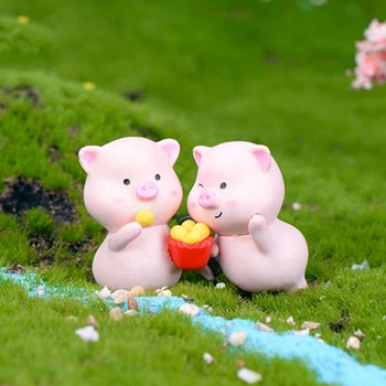

12Pcs Pet Healing Super Cute Little Pig Micro Landscape Plant Resin Crafts Artificial Figurine Fairy Garden Miniatures