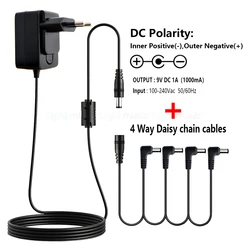 Multi-Plug 9V DC Guitar Pedal Power Adapter with Low Noise Magnetic Ring (EU Plug  4way)