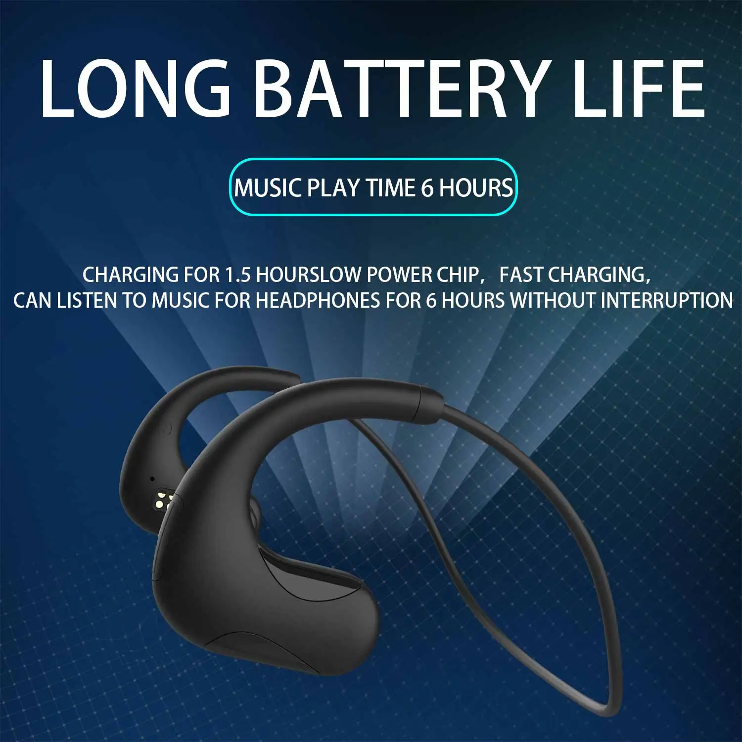Aikswe-fones de Ouvido sem Fio Fones de Ouvido Bluetooth 8gb Fones de Ouvido Ipx8 Impermeável Leitor de Música Mp3 Headconjunto Esportivo para Xiaomi - Image 3