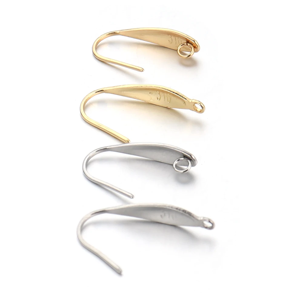 Semitree 50pcs 316 Stainless Steel Ear Wire Hooks Wholesale Gold