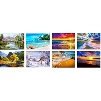 

2 Set 5D Diamond Painting Kit,DIY Diamond Rhinestone Painting Kits, Lakeside Scenery & Sky